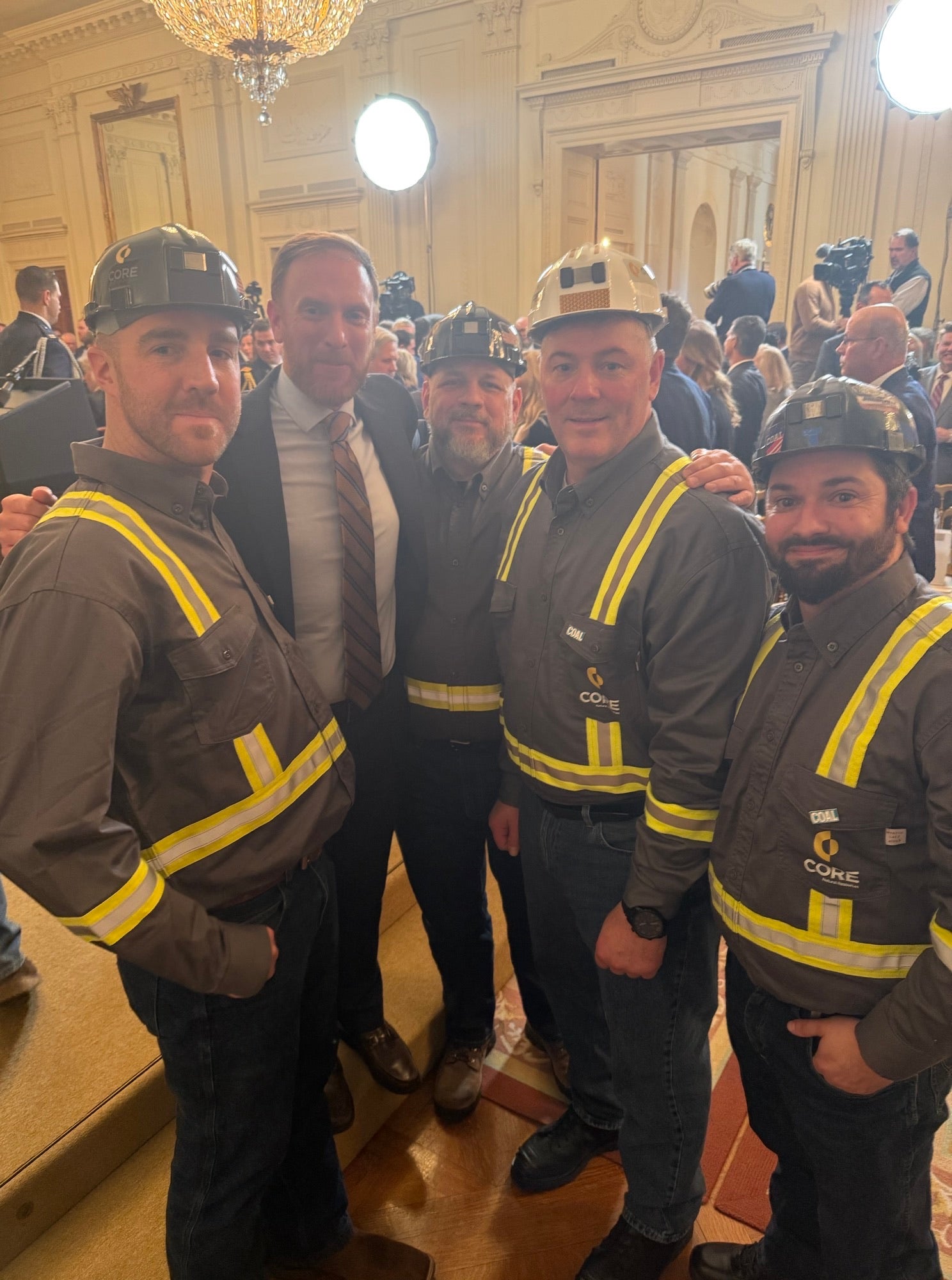 Attorney General JB McCuskey with West Virginia coal miners who were in DC for President Trump's Executive Order ceremony
