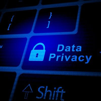 Data privacy key on a computer keyboard