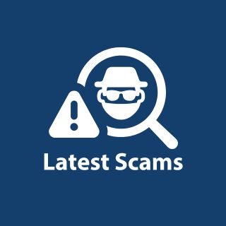Latest Scams with warning Icon