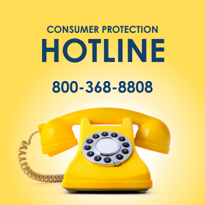 Consumer Protection Hotline 800-368-8808